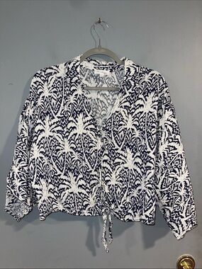 Panama Jack linen blend cropped top Size L